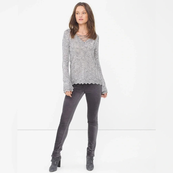 WHITE HOUSE BLACK MARKET NWOT Lace Up Sweater - Picture 3 of 12